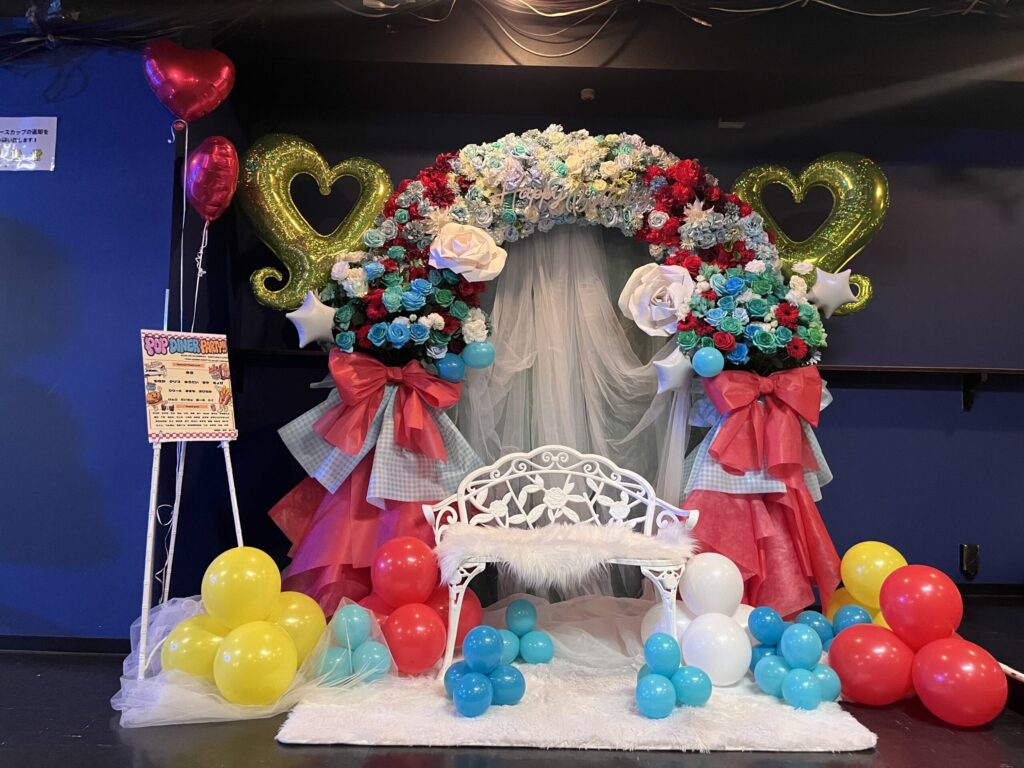 aube shibuya　お花のアーチ装飾フラワースタンド
