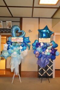 川越温泉湯遊ランド　青系2基バルーンスタンド