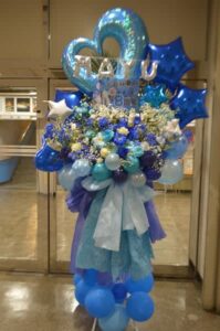後楽園ホール　青・水色・白　バルーンスタンド花