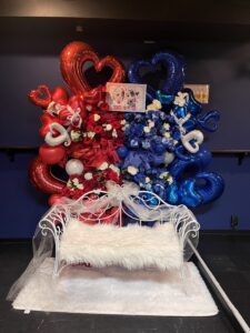 aube shibuya 赤×青の2基連結フラワースタンド