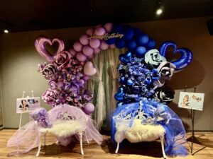 SHIBUYA GRIT　青＋紫　バルーンアーチベンチ付きフラスタ