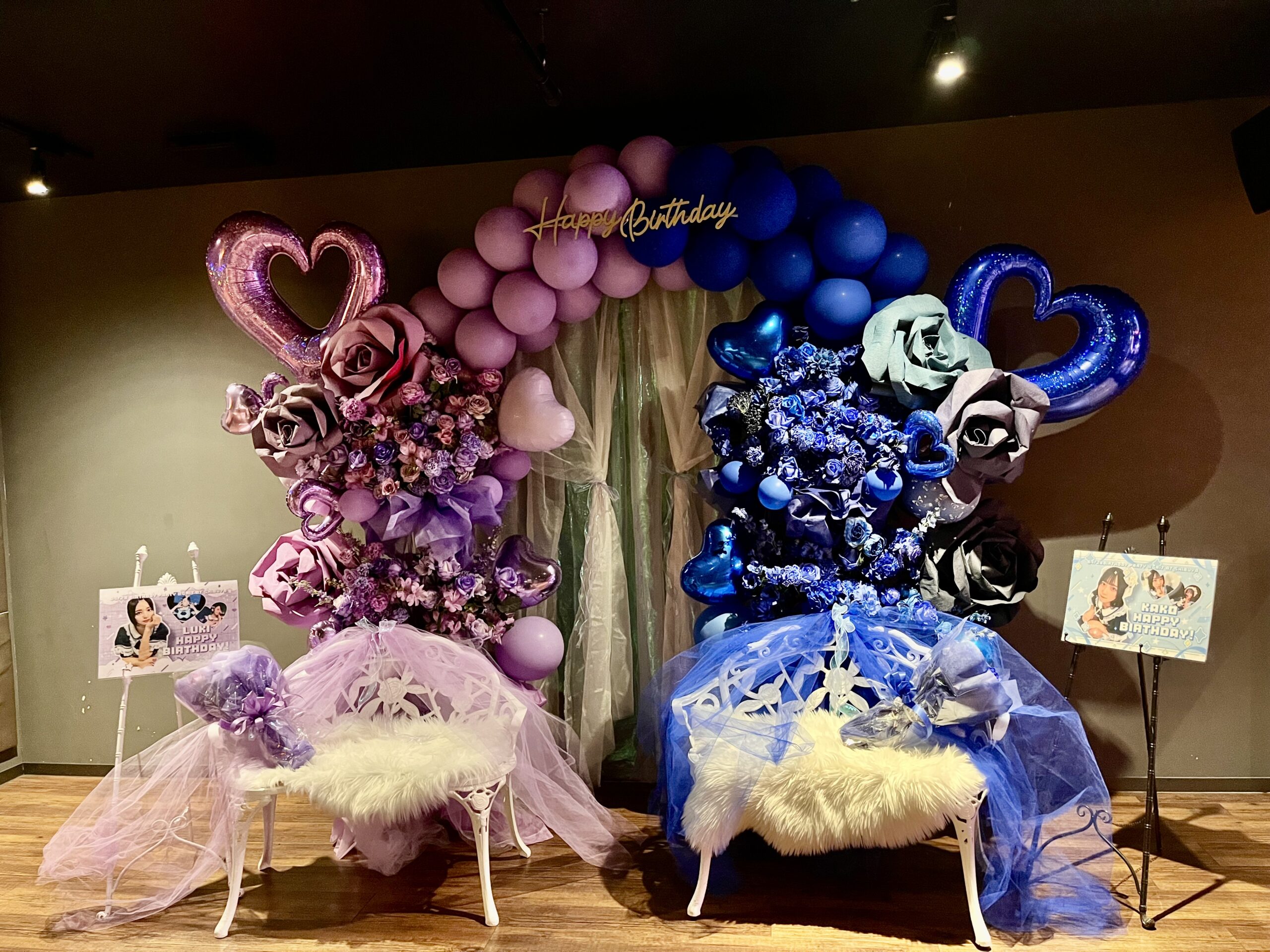 SHIBUYA GRIT　青＋紫　バルーンアーチベンチ付きフラスタ
