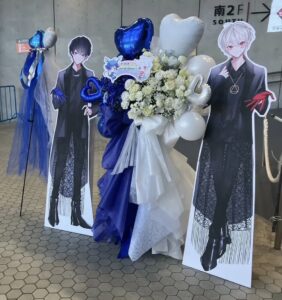 国立代々木競技場 第一体育館　青と白の色分けフラワースタンド